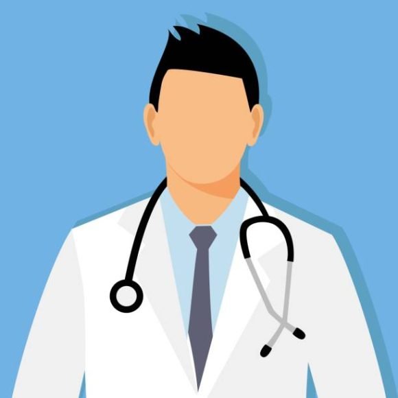 doctor in a dressing gown with a stethoscope. doctor without a face. vector illustration